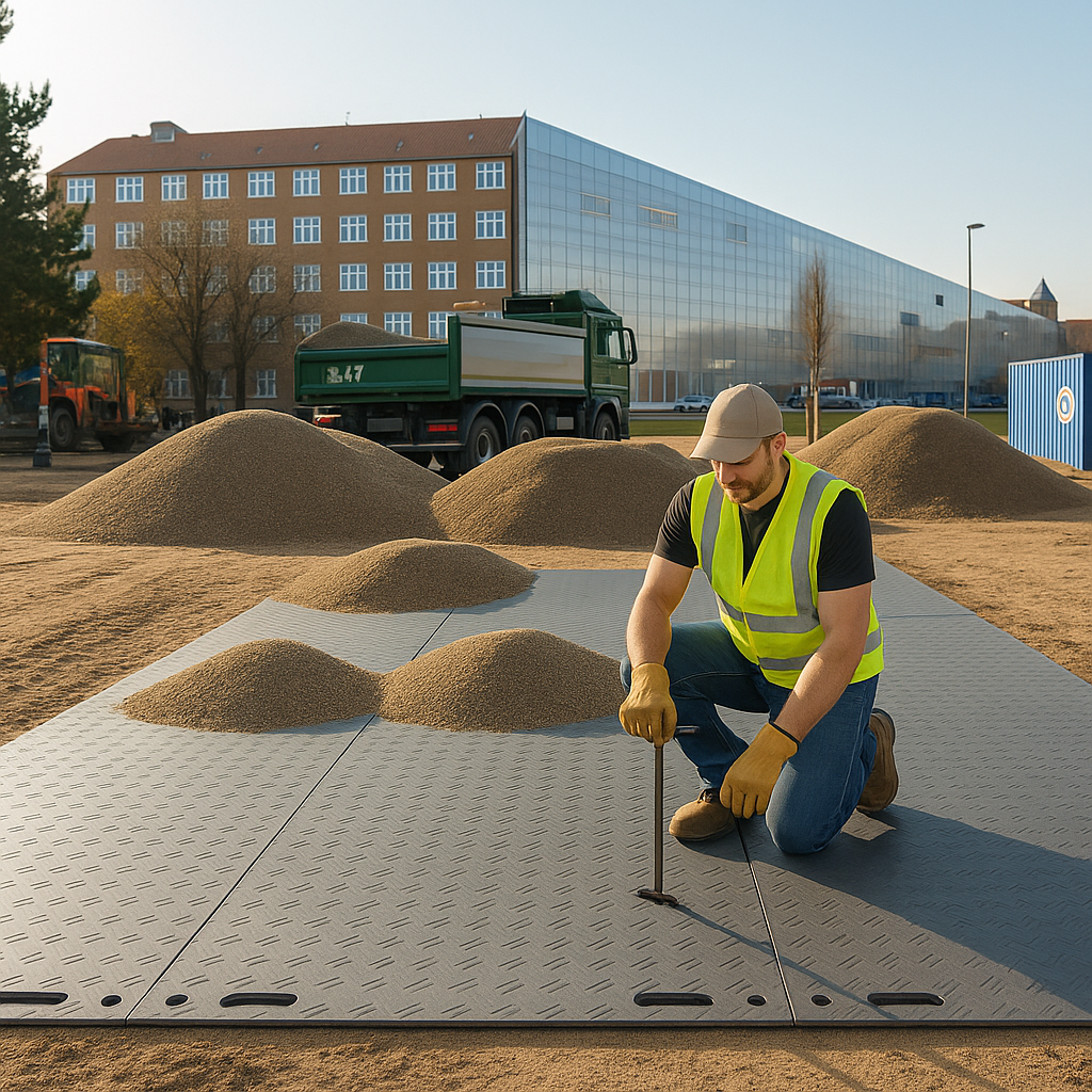 Dim Gray High-Strength DeckTuff™ Access Mat Non-Slip, 20 Tonne Capacity Ideal for Groundworks & Utilities