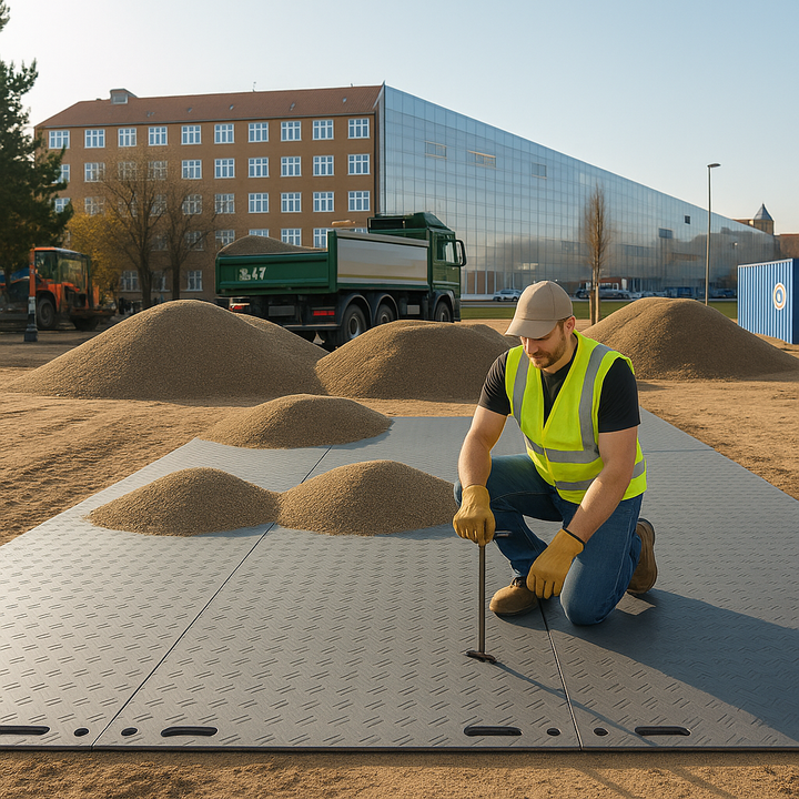 Dim Gray High-Strength DeckTuff™ Access Mat Non-Slip, 20 Tonne Capacity Ideal for Groundworks & Utilities