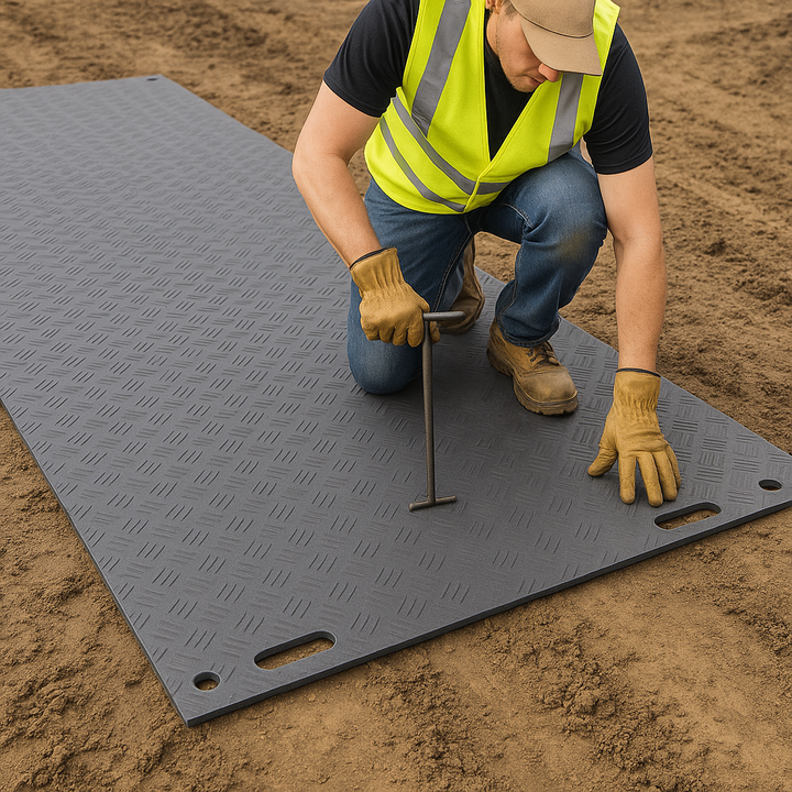 Dim Gray High-Strength DeckTuff™ Access Mat Non-Slip, 20 Tonne Capacity Ideal for Groundworks & Utilities