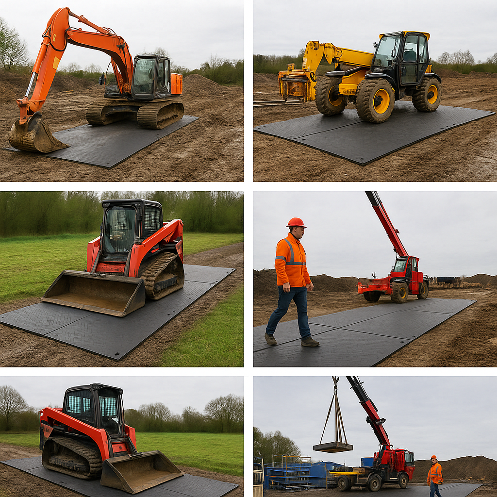 Dark Olive Green GroundLock® HDPE Ground Protection Mats – Heavy-Duty Temporary Road & Trackway Panels for Construction, HGV & Plant Access (2400×1200×15mm, 44kg)