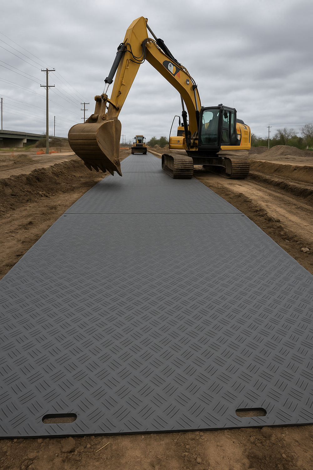 Dim Gray High-Strength DeckTuff™ Access Mat Non-Slip, 20 Tonne Capacity Ideal for Groundworks &amp; Utilities