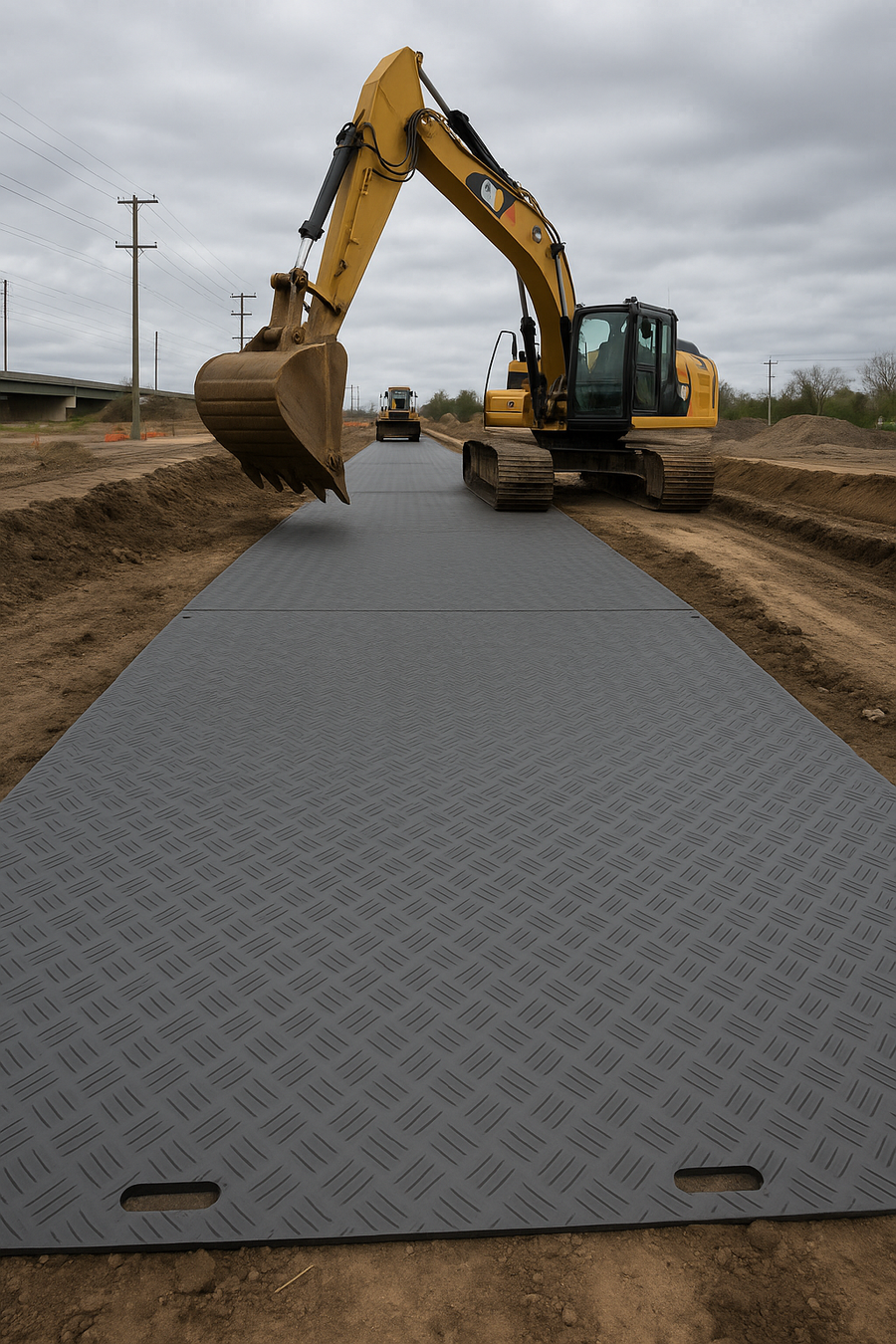 Dim Gray DeckTuff™ 20 Tonne Ground Protection Mat (2450 × 1230 × 12 mm) – Non-Slip Recycled Access Board for Construction, Groundworks & Utilities