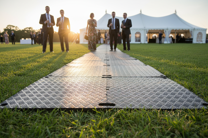 TurfGuard Pro ground protection mats at elegant outdoor event