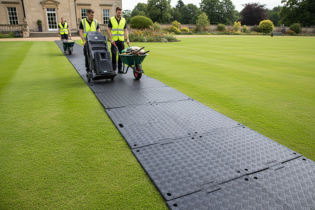 TurfGuard Pro ground protection pathway for estate maintenance and events